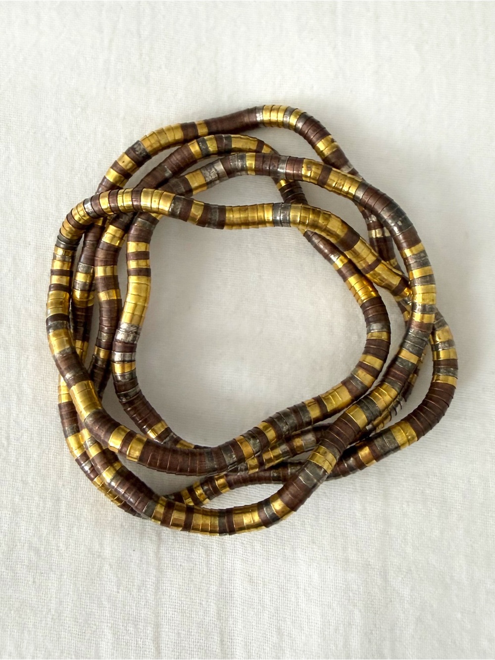 Vintage Flexible Tri-Metal Snake Chain Necklace or Bracelet